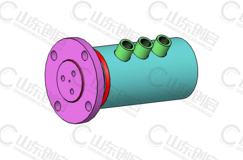 Y3X8A型多介質三通路旋轉接頭三維立體圖
